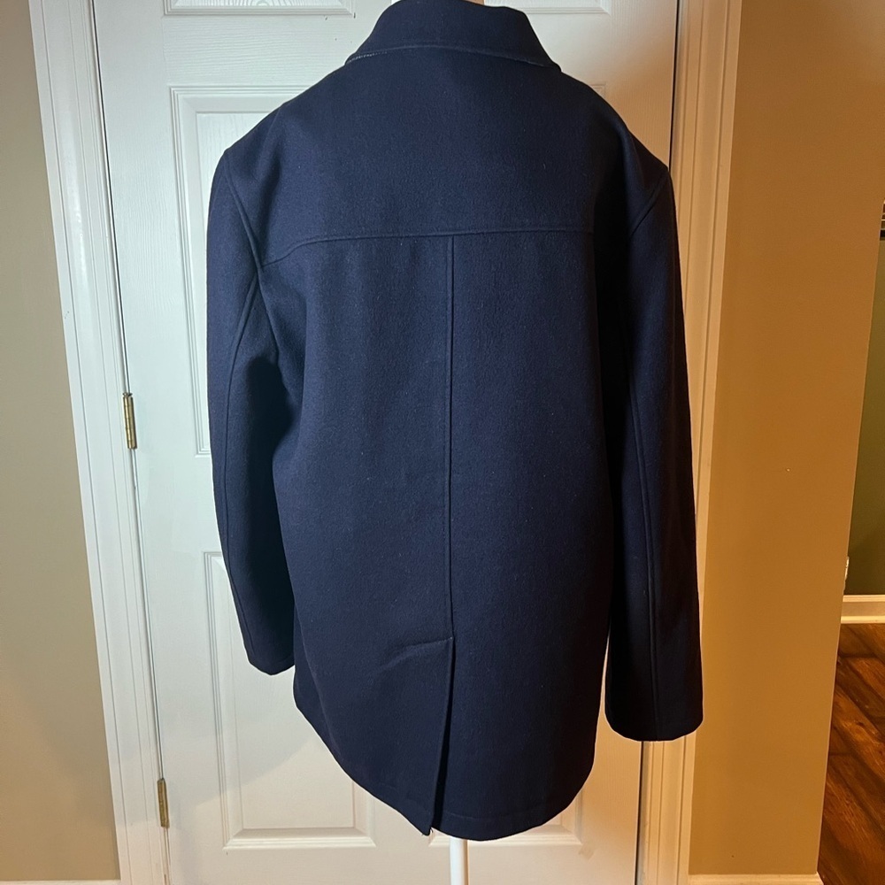 Lands End Mens Size M (38/40) Navy Pea Coat Wool Cashmere Blend - Picture 4 of 15